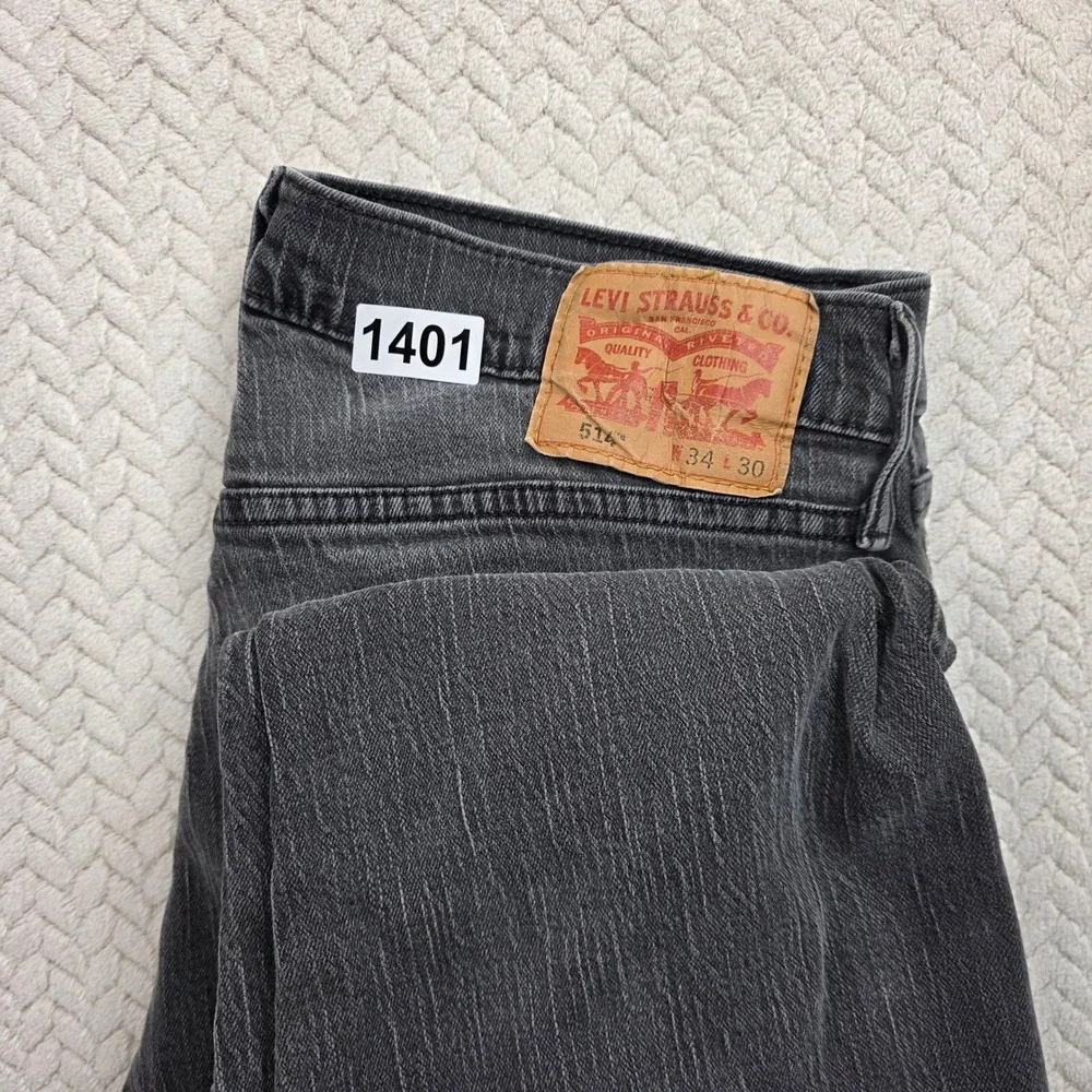 Levis 514‎ Straight Fit Mens Grey Denim Jeans 34x30 Classic Casual Pants